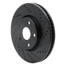 R1 06-15 Lexus GS300 Left Front Drilled & Slotted Black Brake Rotor