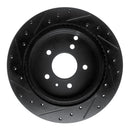 R1 07-15 Chevrolet Captiva Rear Right Drilled & Slotted Black Brake Rotor