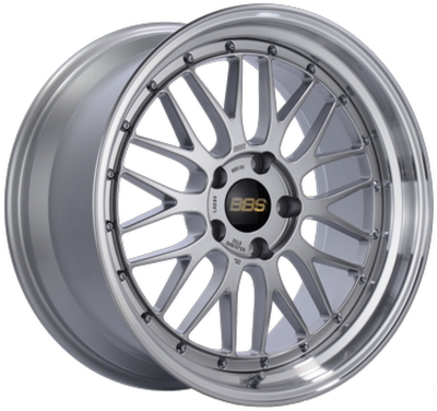 BBS LM 19x8.5 5x114.3 ET43 Diamond Silver Center Diamond Cut Lip Wheel -82mm PFS/Clip Required