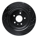 R1 14-19 Chevrolet Corvette Rear Left Drilled & Slotted Black Brake Rotor