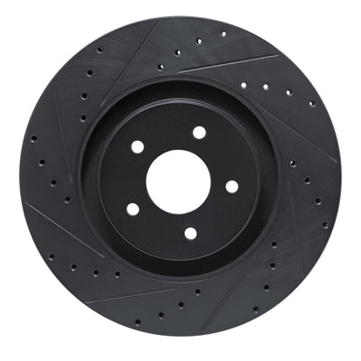 R1 2022-2025 Infiniti QX60 Front Left Drilled & Slotted Black Brake Rotor