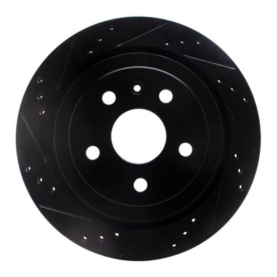 R1 08-19 Cadillac CTS Rear Left Drilled & Slotted Black Brake Rotor