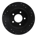 R1 04-08 Chrysler Pacifica Rear Left Drilled & Slotted Black Brake Rotor