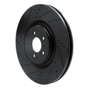 R1 13-14 Ford Mustang Front Left Drilled & Slotted Black Brake Rotor