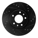 R1 06-13 Ford Fusion Front Right Drilled & Slotted Black Brake Rotor