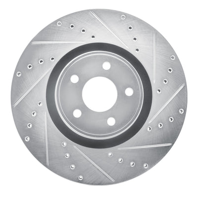 R1 14-19 Ford Focus Front Right Drilled & Slotted Silver Brake Rotor