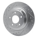 R1 10-16 Hyundai Genesis Coupe Rear Left Drilled & Slotted Silver Brake Rotor
