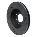 R1 90-93 Mitsubishi Galant Front Left Drilled & Slotted Black Brake Rotor
