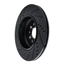 R1 14-16 Maserati Ghibli Rear Right Drilled & Slotted Black Brake Rotor