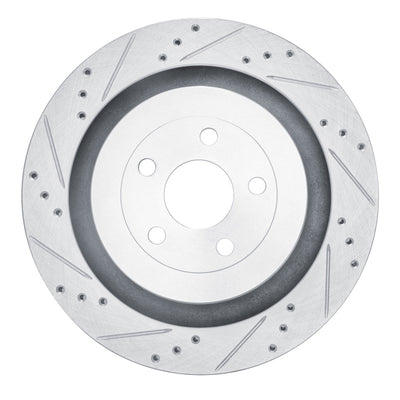 R1 2019-2024 Ford Edge Rear Left Drilled & Slotted Silver Brake Rotor