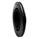R1 06-23 Dodge Charger Rear Right Drilled & Slotted Black Brake Rotor