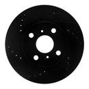 R1 00-05 Toyota Echo Front Left Drilled & Slotted Black Brake Rotor