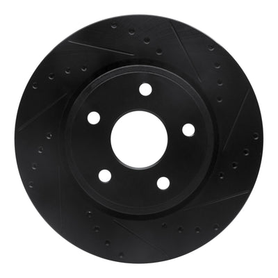 R1 05-10 Jeep Commander Front Right Drilled & Slotted Black Brake Rotor