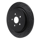 R1 16-22 Lexus RX350 Rear Left Drilled & Slotted Black Brake Rotor
