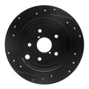 R1 15-21 Subaru WRX Rear Right Drilled & Slotted Black Brake Rotor