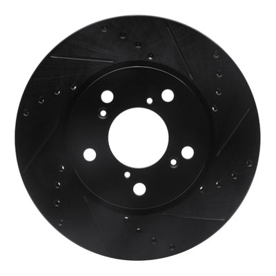 R1 05-10 Honda Odyssey Front Right Drilled & Slotted Black Brake Rotor