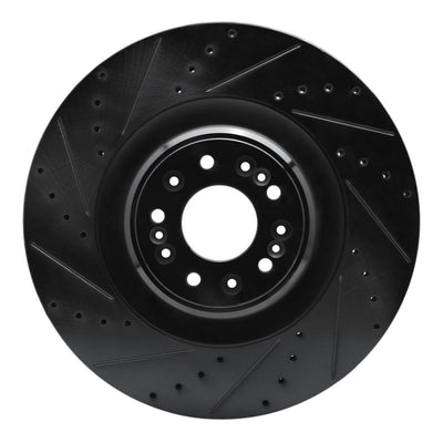 R1 17-22 Genesis G90 Front Left Drilled & Slotted Black Brake Rotor