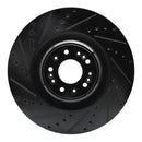 R1 17-22 Genesis G90 Front Left Drilled & Slotted Black Brake Rotor
