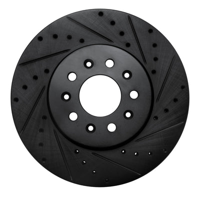 R1 13-25 Cadillac CT4 Front Right Drilled & Slotted Black Brake Rotor