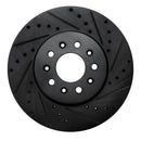 R1 13-25 Cadillac CT4 Front Right Drilled & Slotted Black Brake Rotor