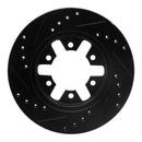 R1 85-97 Nissan D21 Pickup RWD (4 Cyl Excl HD) Front Right Drilled & Slotted Black Brake Rotor