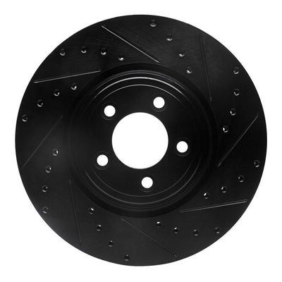 R1 06-10 Jaguar XK Front Right Drilled & Slotted Black Brake Rotor