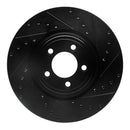R1 06-10 Jaguar XK Front Right Drilled & Slotted Black Brake Rotor