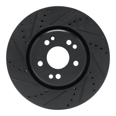 R1 94-02 Mercedes-Benz SL500 Right Front Drilled & Slotted Black Brake Rotor