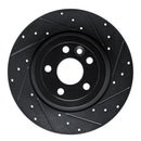 R1 16-19 Land Rover Range Rover Evoque Rear Right Drilled & Slotted Black Brake Rotor