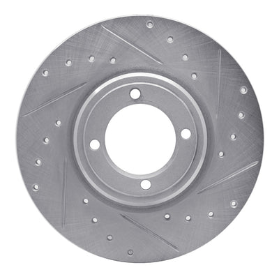 R1 69-89 Peugeot 504 Front Right Drilled & Slotted Silver Brake Rotor