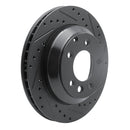 R1 03-18 Audi Q7 Rear Right Drilled & Slotted Black Brake Rotor
