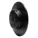 R1 91-01 BMW 740IL Rear Left Drilled & Slotted Black Brake Rotor