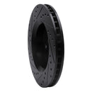R1 07-18 Jeep Wrangler Front Right Drilled & Slotted Black Brake Rotor
