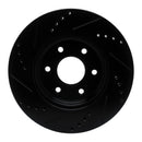 R1 05-25 Nissan Xterra Front Right Drilled & Slotted Black Brake Rotor