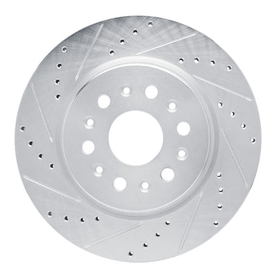 R1 17-25 Buick Enclave Rear Left Drilled & Slotted Silver Brake Rotor