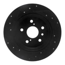 R1 18-24 Toyota Camry Rear Right Drilled & Slotted Black Brake Rotor