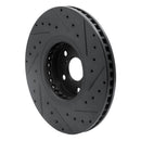 R1 07-11 Lexus GS350 Left Front Drilled & Slotted Black Brake Rotor