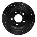 R1 82-89 BMW 633CSI Rear Left Drilled & Slotted Black Brake Rotor