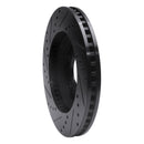 R1 05-14 Ford Mustang Front Right Drilled & Slotted Black Brake Rotor