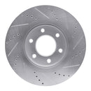 R1 07-24 Infiniti QX56 Front Left Drilled & Slotted Silver Brake Rotor