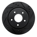 R1 17-25 Nissan X-Trail (Mexico) Rear Right Drilled & Slotted Black Brake Rotor