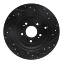 R1 10-16 Hyundai Genesis Coupe Rear Left Drilled & Slotted Black Brake Rotor