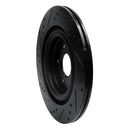 R1 06-15 Jaguar Super V8 Rear Right Drilled & Slotted Black Brake Rotor