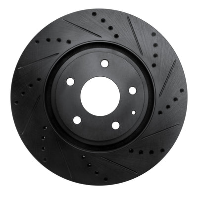 R1 16-25 Mazda CX-5 Front Right Drilled & Slotted Black Brake Rotor