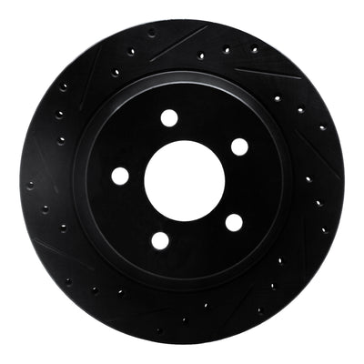 R1 94-04 Ford Mustang Rear Left Drilled & Slotted Black Brake Rotor