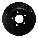 R1 94-04 Ford Mustang Rear Left Drilled & Slotted Black Brake Rotor