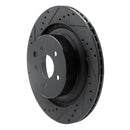 R1 08-25 Infiniti Q60 Rear Left Drilled & Slotted Black Brake Rotor