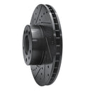 R1 91-01 BMW 740I Front Left Drilled & Slotted Black Brake Rotor