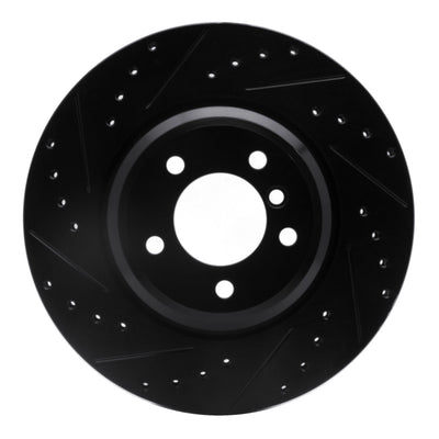 R1 07-15 BMW 335I xDrive Front Left Drilled & Slotted Black Brake Rotor