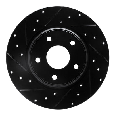 R1 12-20 Chrysler Town & Country Rear Left Drilled & Slotted Black Brake Rotor
